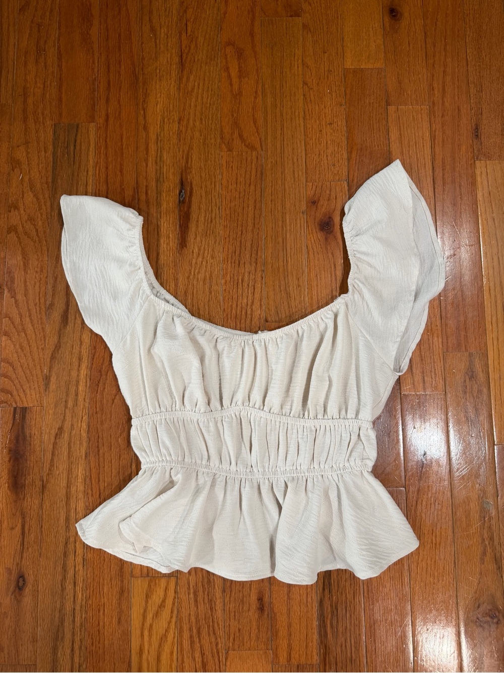 Altar'd State Ivory Ruffle Peplum Blouse